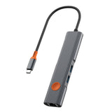 Wiwu Wi-HB005 Travel Serisi 5in1 HDMI (4K@60Hz) Girişli + RJ45 + 100W PD Type-C Hub Bağlantı İstasyonu