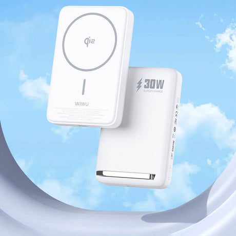 Wiwu Wi-P031 Qi2 Şarj Teknolojili LED Işık Göstergeli Standlı 30W Taşınabilir M-safe Wireless Powerbank 10.000mAh