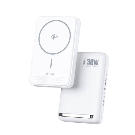 Wiwu Wi-P031 Qi2 Şarj Teknolojili LED Işık Göstergeli Standlı 30W Taşınabilir M-safe Wireless Powerbank 10.000mAh