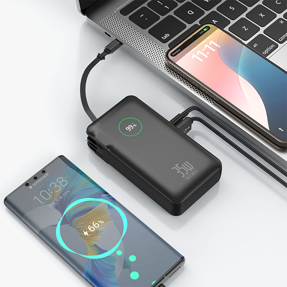 Wiwu Wi-P049 Noble Serisi Type-C Kablolu Dijital LED Göstergeli Powerbank PD 35W 10000mAh