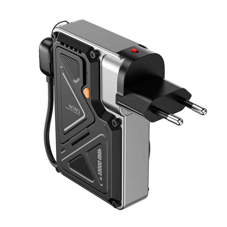 Wiwu Wi-P057 Knight Serisi Taşınabilir Wireless Type-C ve Lightning Kablolu Standlı PD Powerbank 35W 10000mAh