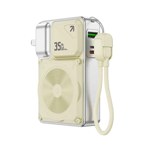 Wiwu Wi-P057 Knight Serisi Taşınabilir Wireless Type-C ve Lightning Kablolu Standlı PD Powerbank 35W 10000mAh