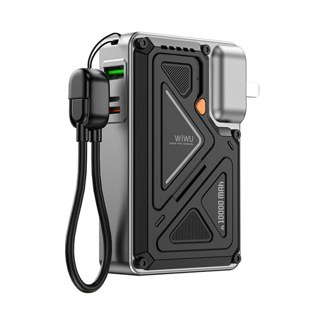 Wiwu Wi-P057 Knight Serisi Taşınabilir Wireless Type-C ve Lightning Kablolu Standlı PD Powerbank 35W 10000mAh