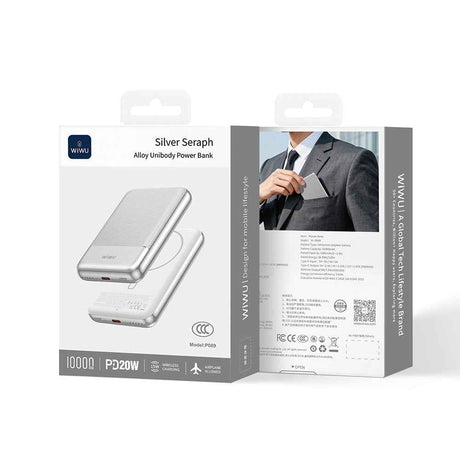 Wiwu Wi-P089 LED Işık Göstergeli PD 20W Kablosuz Powerbank 10.000mAh 15W