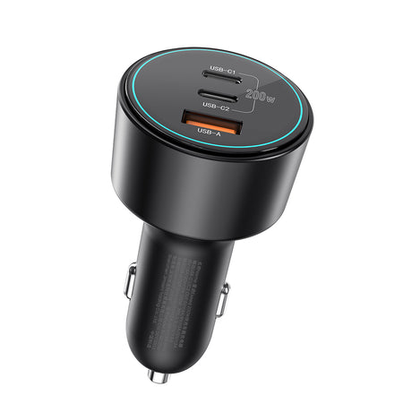 Wiwu Wi-QC026 Starship Serisi Hızlı Şarj Özellikli Dual Type-C + USB-A Portlu Araç Şarj Aleti 200W