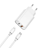 Wiwu Wi-U002 Quick Hızlı Şarj Başlığı Type-C to Lightning PD 20W Kablolu Şarj Seti