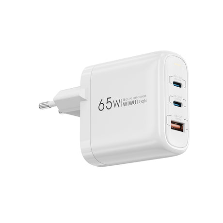 Wiwu Wi-U024 EU Serisi Dual Type-C PD & USB-A GaN Teknolojili Hızlı Şarj Başlığı 65W