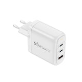 Wiwu Wi-U024 EU Serisi Dual Type-C PD & USB-A GaN Teknolojili Hızlı Şarj Başlığı 65W