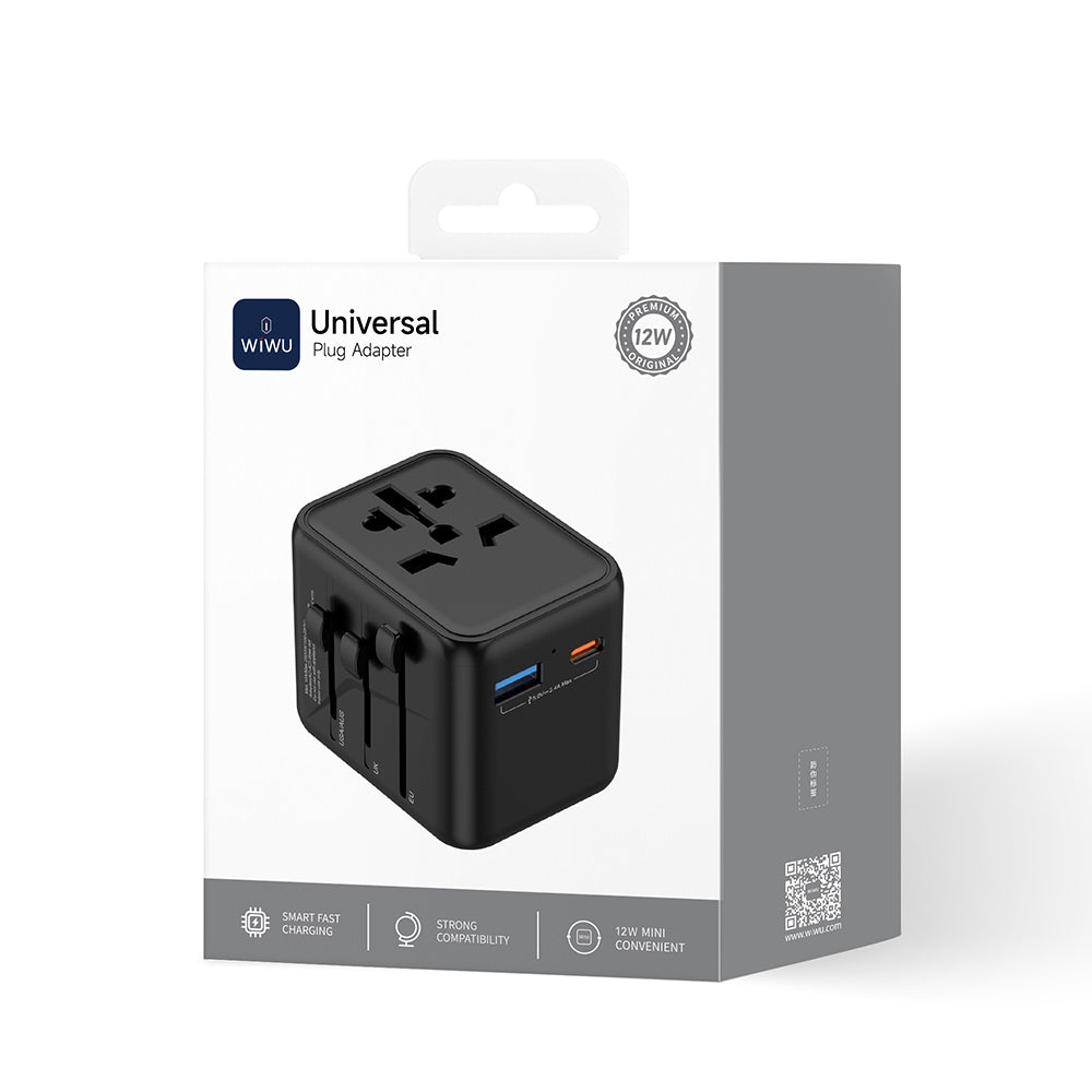 Wiwu Wi-UA012 Çoklu Universal TR/US/UK/AUS/EU Uyumlu Seyahat Şarj Adaptörü 12W