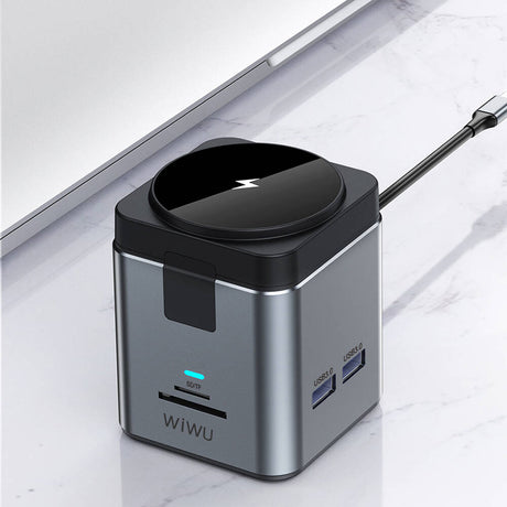 Wiwu Wi-W025 9in1 M-safe Şarj Özellikli Type-C Hub PD 100W USB 3.0 SD/TF HDMI RJ45