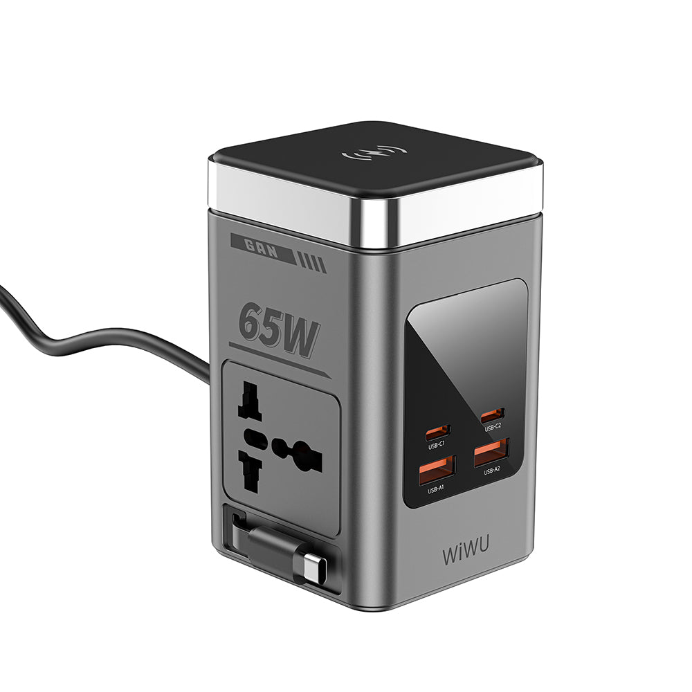 Wiwu Wi-W040 Telefon & Akıllı Saat & Kulaklık İçin GaN 65W 8in1 Şarj İstasyonu