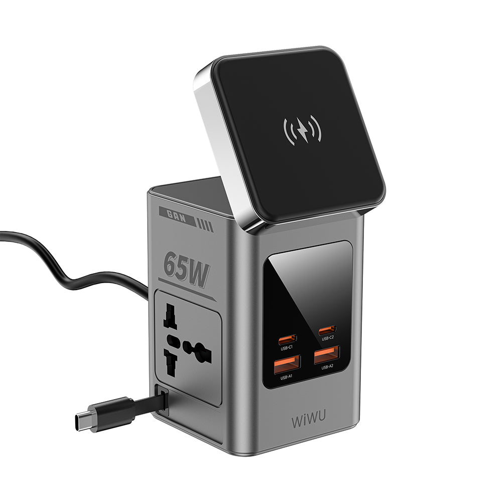 Wiwu Wi-W040 Telefon & Akıllı Saat & Kulaklık İçin GaN 65W 8in1 Şarj İstasyonu