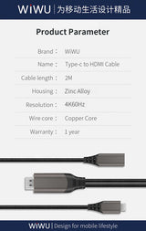 Wiwu X10 Type-C to HDMI Kablo