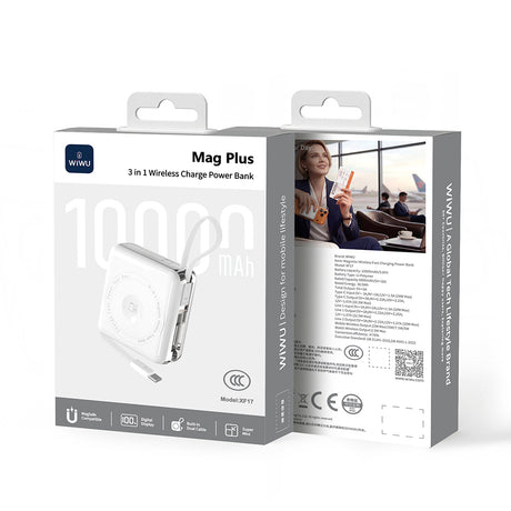 Wiwu XF17 Mag Plus Serisi M-safe Şarj Özellikli 3in1 15W Taşınabilir Powerbank 10.000mAh