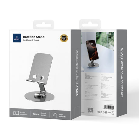 Wiwu ZM-014 Taşınabilir Katlanabilir 360° Dönebilen Metal Telefon ve Tablet Standı