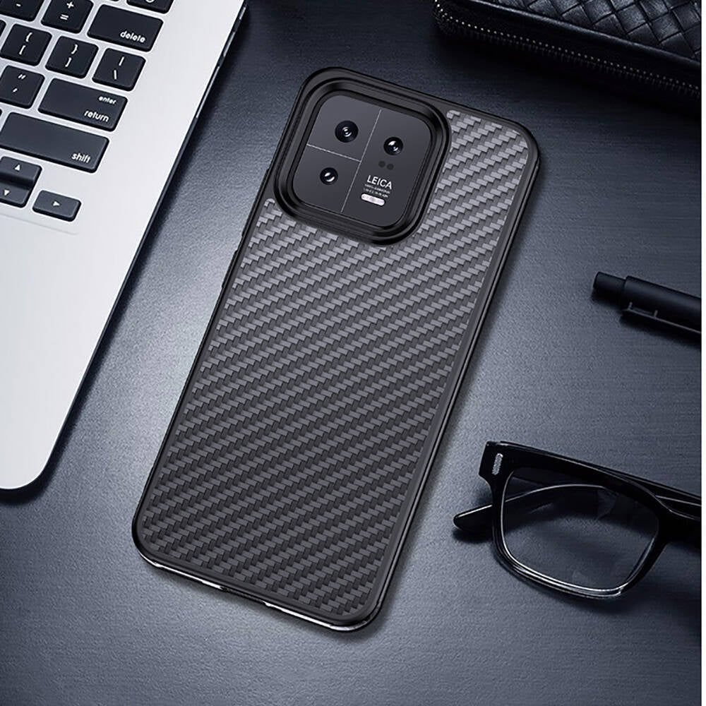 Xiaomi Mi 13 Kılıf Aramid Karbon Fiber M-safe Özellikli Wlons Radison Kapak
