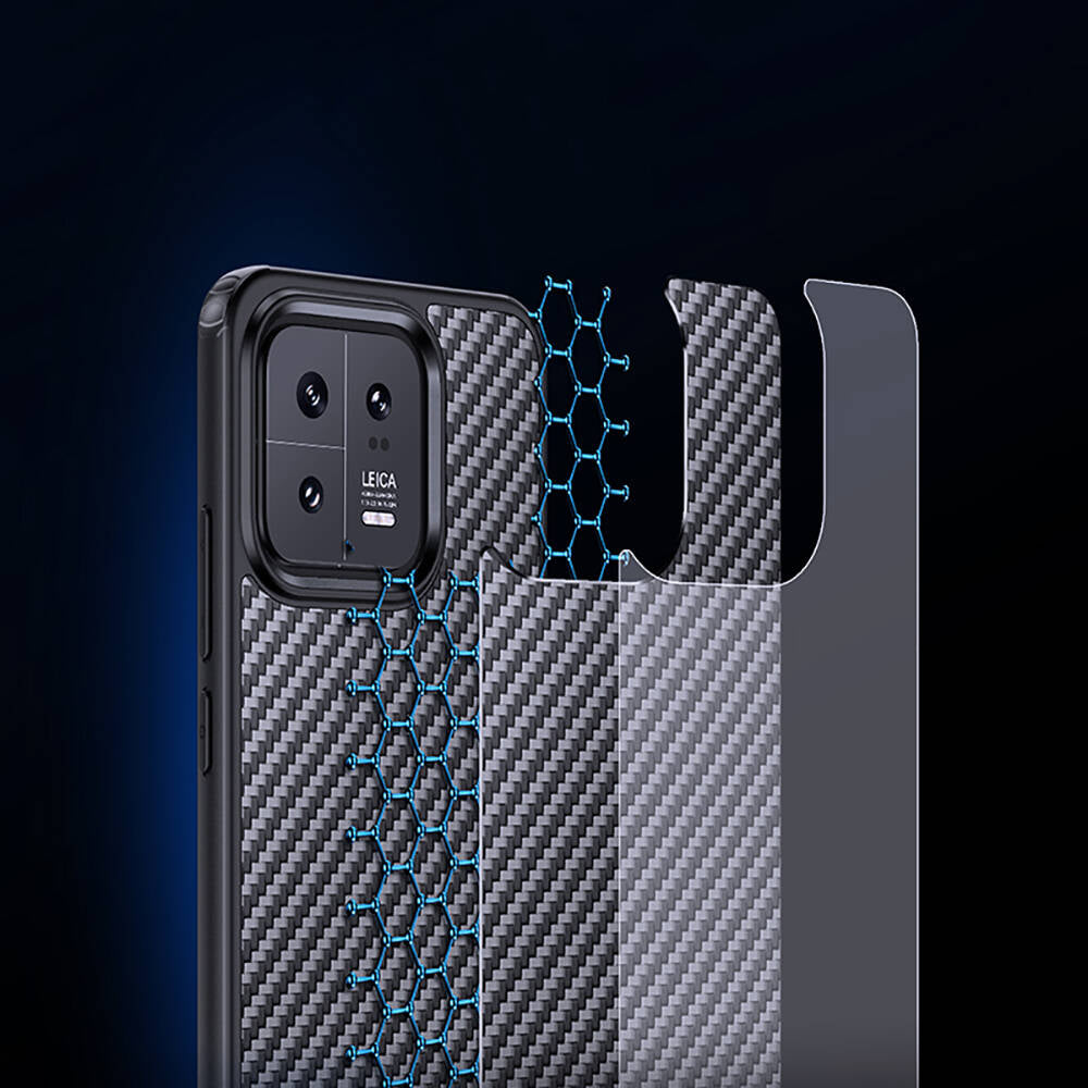 Xiaomi Mi 13 Pro Kılıf Aramid Karbon Fiber M-safe Özellikli Wlons Radison Kapak