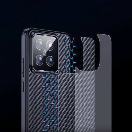 Xiaomi Mi 14 Kılıf Aramid Karbon Fiber M-safe Özellikli Wlons Radison Kapak
