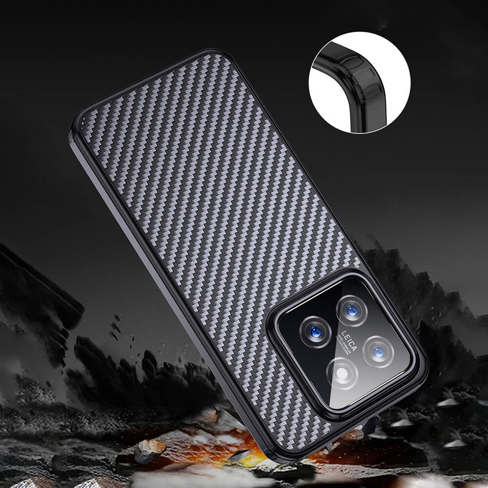 Xiaomi Mi 14 Kılıf Aramid Karbon Fiber M-safe Özellikli Wlons Radison Kapak