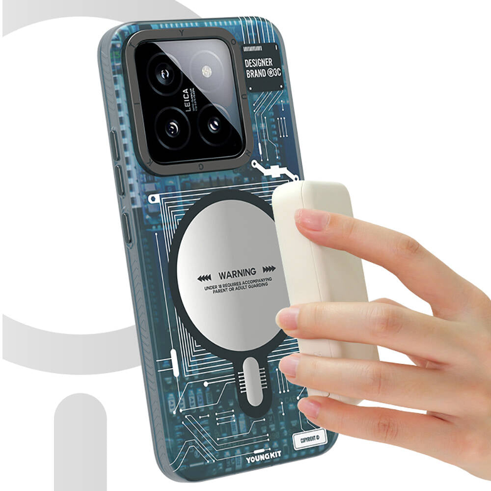 Xiaomi Mi 14 Kılıf M-safe Şarj Özellikli YoungKit Technology Serisi Kapak