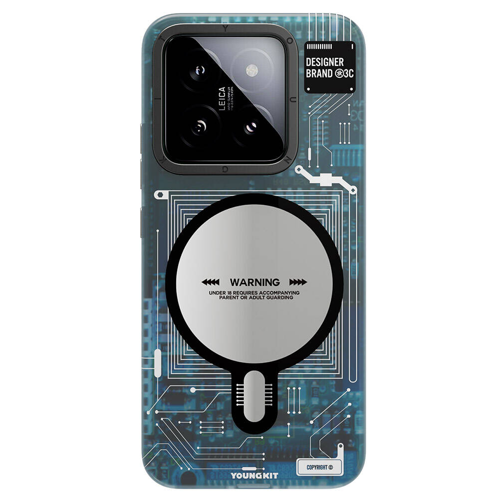 Xiaomi Mi 14 Kılıf M-safe Şarj Özellikli YoungKit Technology Serisi Kapak