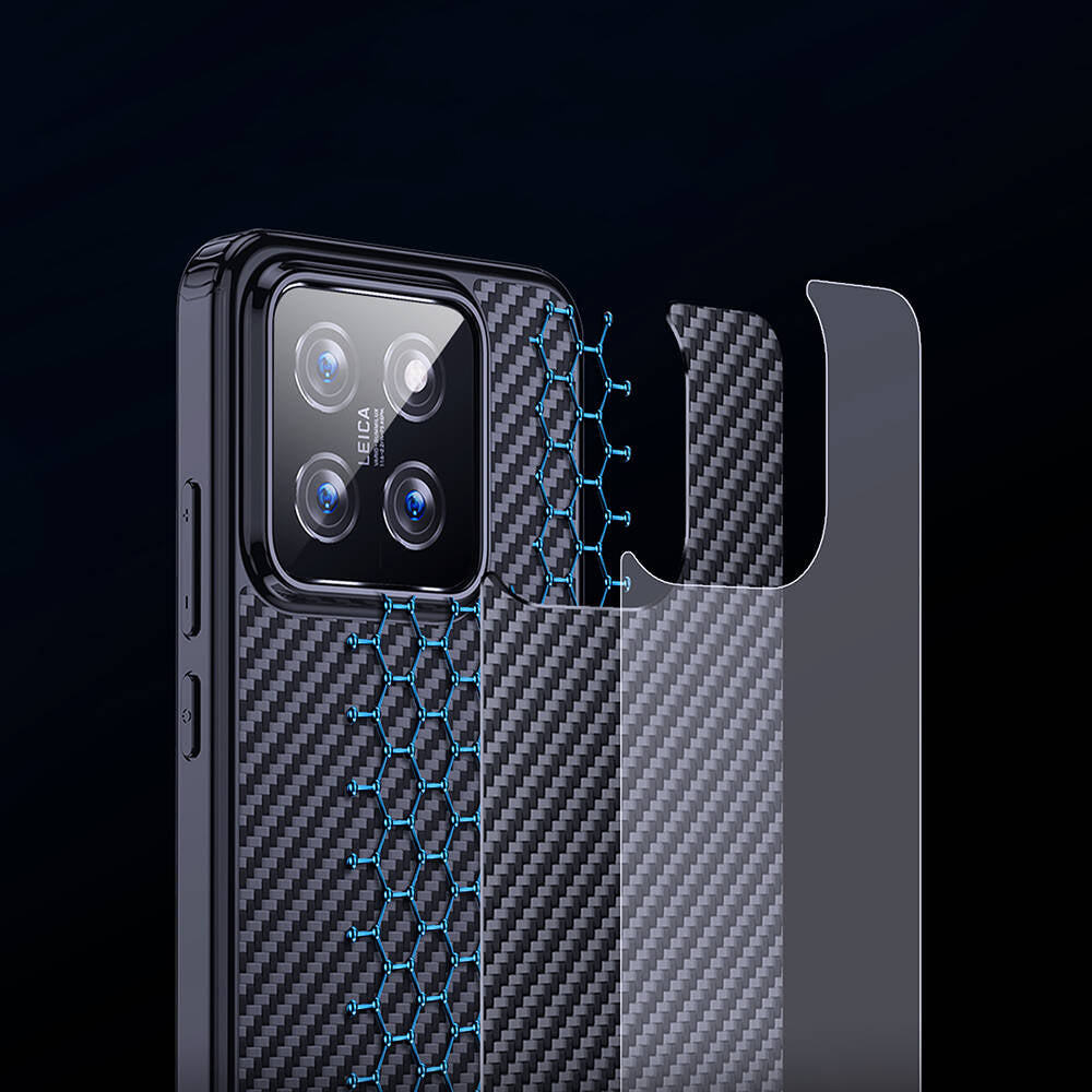 Xiaomi Mi 14 Pro Kılıf Aramid Karbon Fiber M-safe Özellikli Wlons Radison Kapak