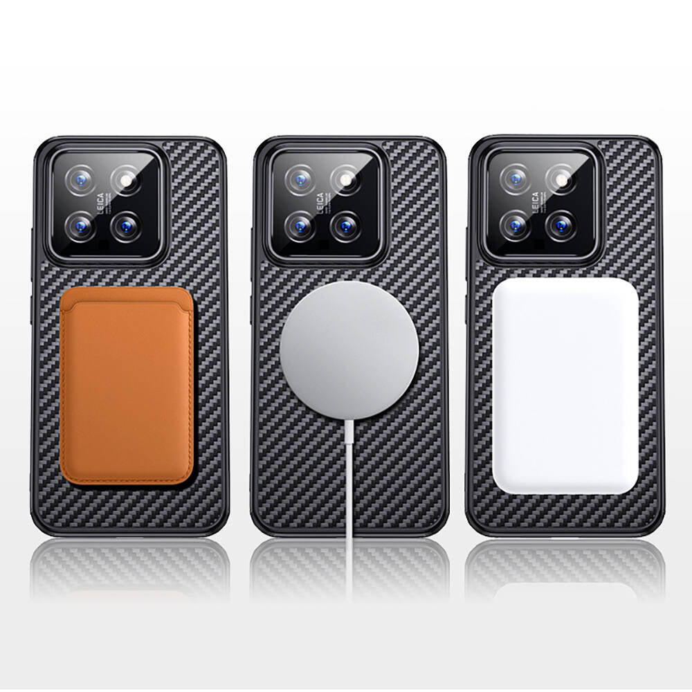 Xiaomi Mi 14 Pro Kılıf Aramid Karbon Fiber M-safe Özellikli Wlons Radison Kapak