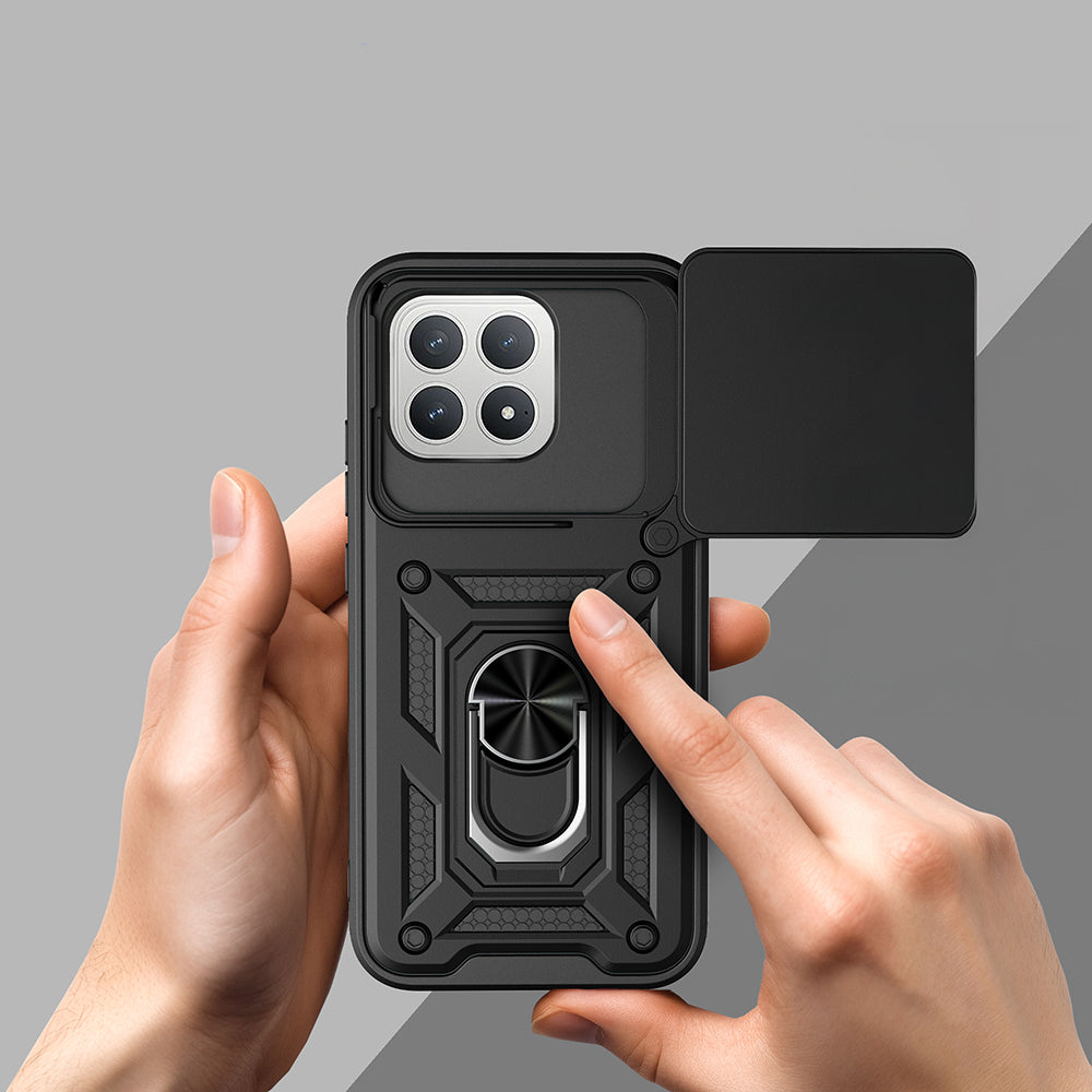 Xiaomi Poco F8 Pro Kılıf Magnetik Standlı Kamera Korumalı Zore Sürgülü Vega Kapak