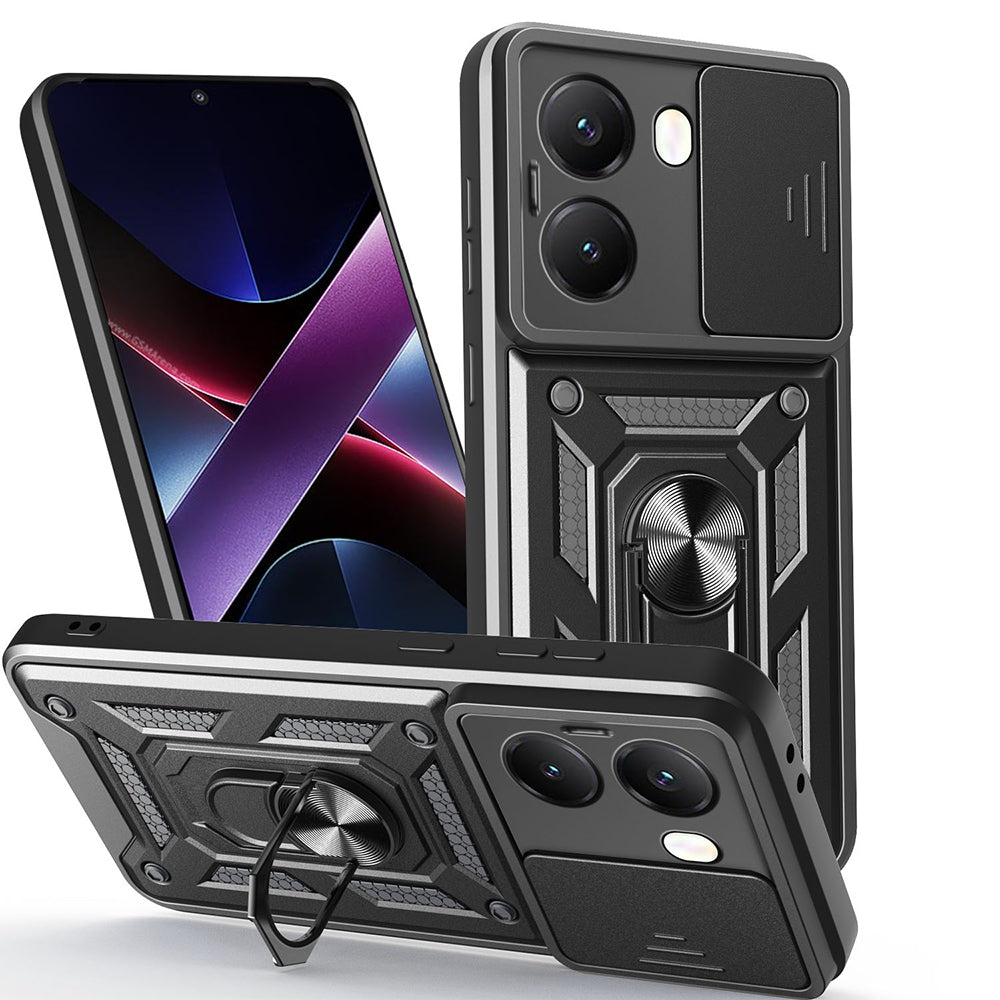 Xiaomi Poco X7 Pro Kılıf Magnetik Standlı Kamera Korumalı Zore Sürgülü Vega Kapak