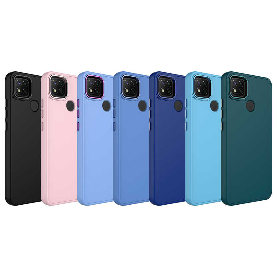 Xiaomi Redmi 10A Kılıf Metal Çerçeve ve Buton Tasarımlı Silikon Zore Luna Kapak