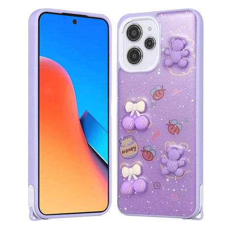 Xiaomi Redmi 12 4G Kılıf Parlayan Simli Kabartma Figürlü Zore Cevze Kapak