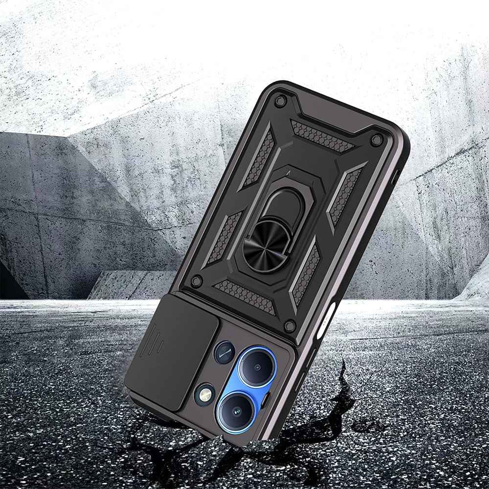 Xiaomi Redmi 15C Kılıf Magnetik Standlı Kamera Korumalı Zore Sürgülü Vega Kapak