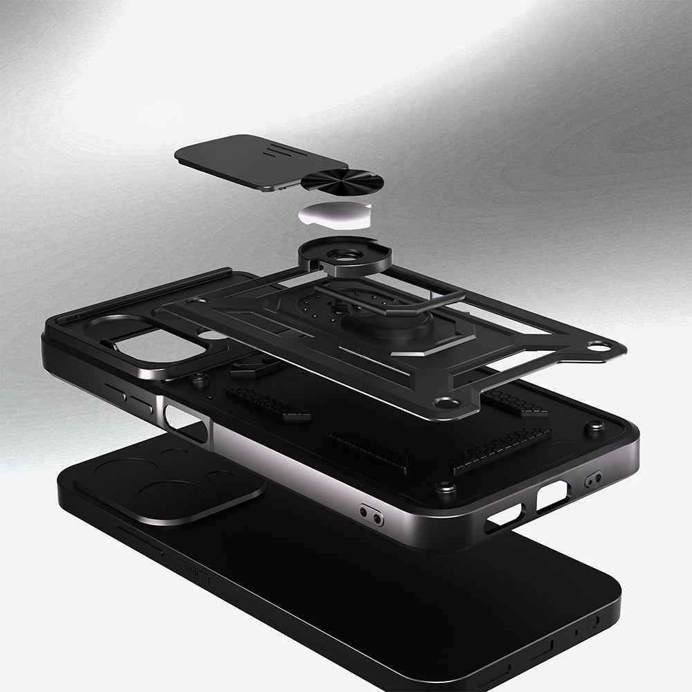 Xiaomi Redmi 15C Kılıf Magnetik Standlı Kamera Korumalı Zore Sürgülü Vega Kapak