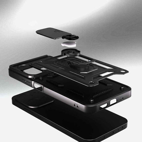 Xiaomi Redmi 15C Kılıf Magnetik Standlı Kamera Korumalı Zore Sürgülü Vega Kapak
