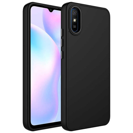 Xiaomi Redmi 9A Kılıf Metal Çerçeve ve Buton Tasarımlı Silikon Zore Luna Kapak