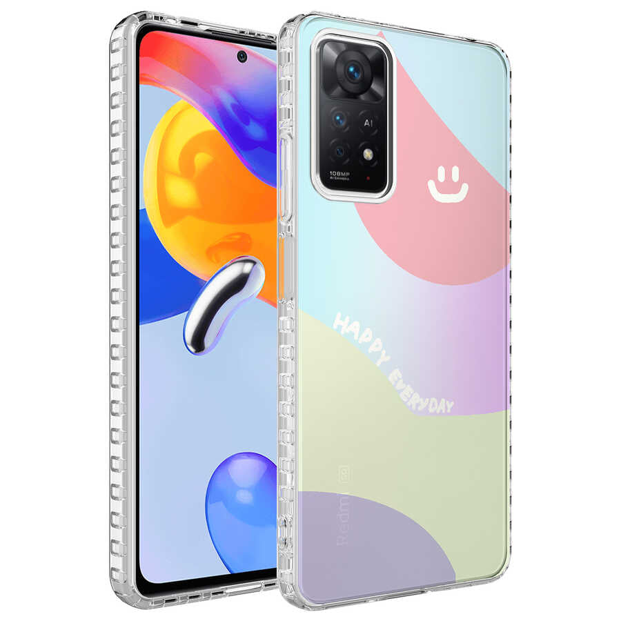 Xiaomi Redmi Note 11 Global Kılıf Airbag Kenarlı Renkli Desenli Silikon Zore Elegans Kapak