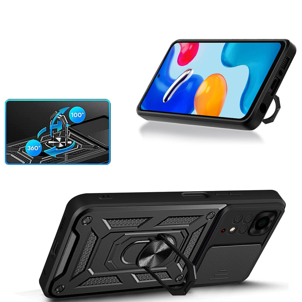 Xiaomi Redmi Note 11S Global Kılıf Magnetik Standlı Kamera Korumalı Zore Sürgülü Vega Kapak