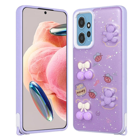 Xiaomi Redmi Note 12 4G Kılıf Parlayan Simli Kabartma Figürlü Zore Cevze Kapak