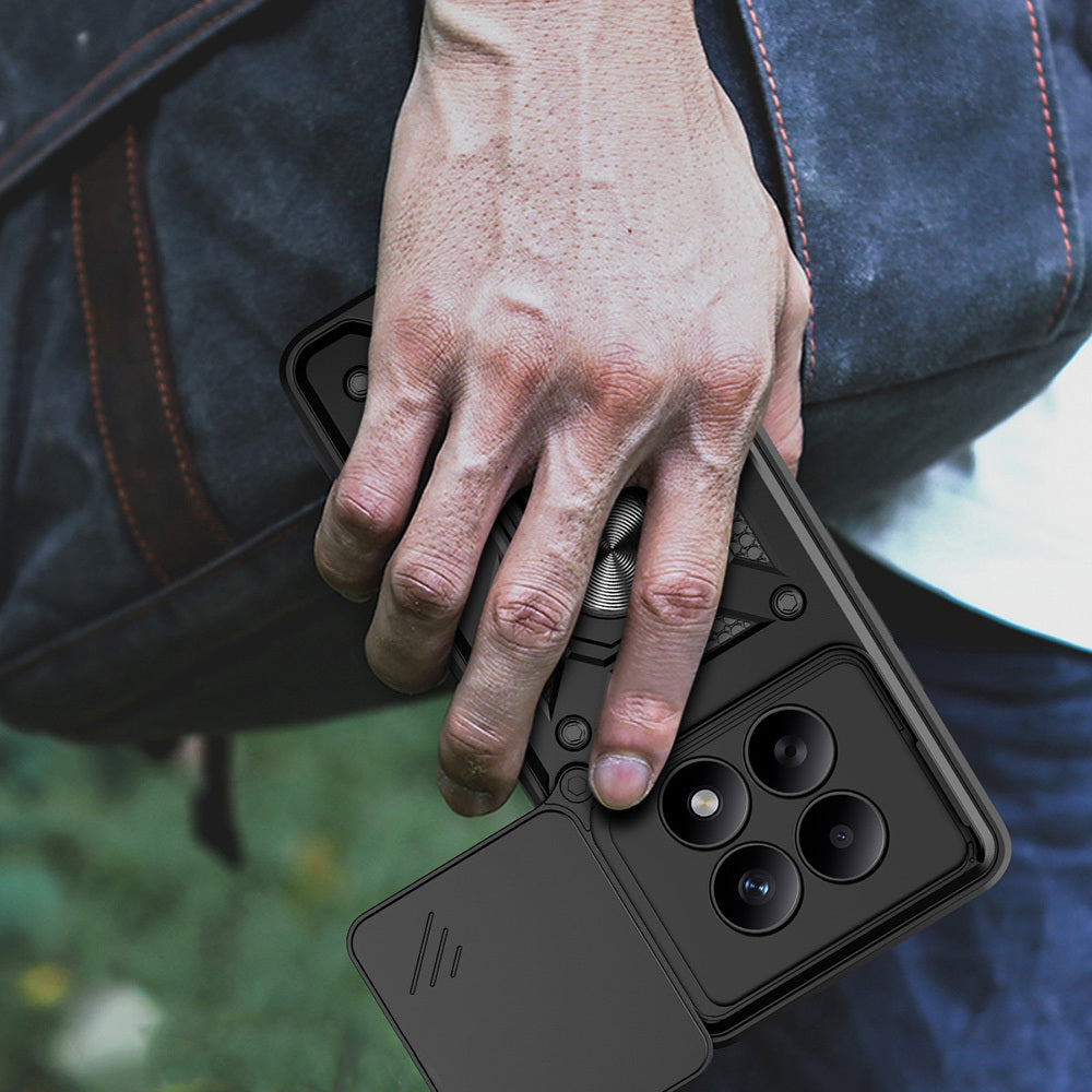 Xiaomi Redmi Note 15 4G Kılıf Magnetik Standlı Kamera Korumalı Zore Sürgülü Vega Kapak