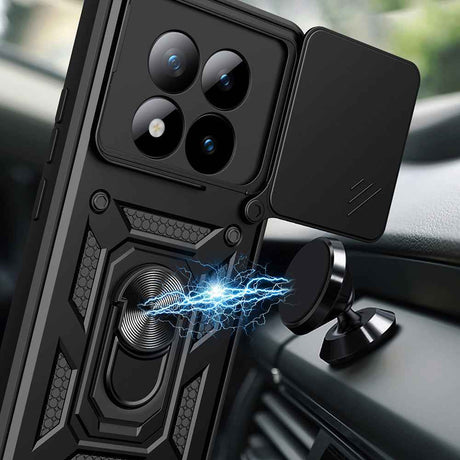 Xiaomi Redmi Note 15 Pro Plus Kılıf Magnetik Standlı Kamera Korumalı Zore Sürgülü Vega Kapak