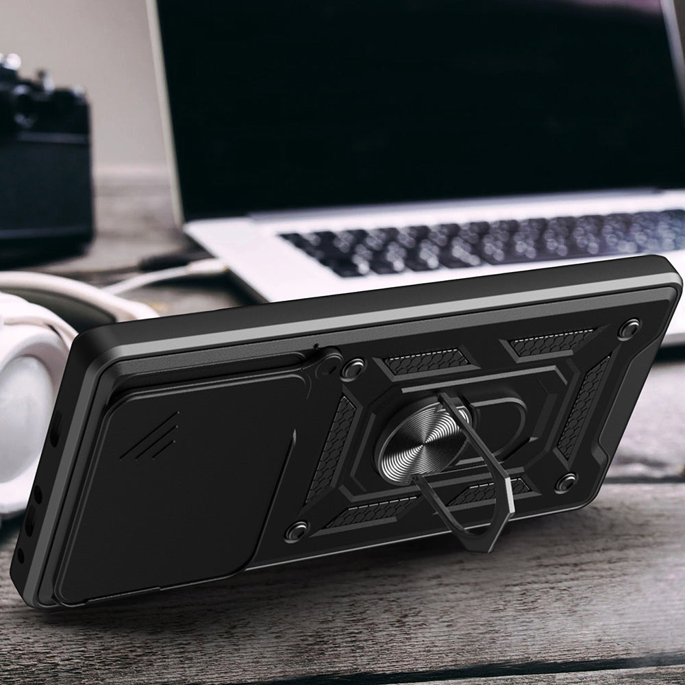 Xiaomi Redmi Note 15 Pro Plus Kılıf Magnetik Standlı Kamera Korumalı Zore Sürgülü Vega Kapak