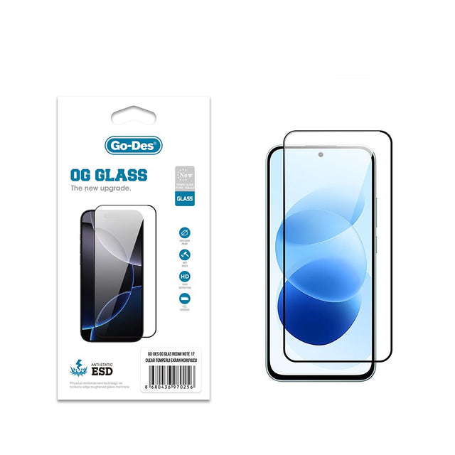 Xiaomi Redmi Note 17 Go Des OG Glass Antistatik Temperli Cam Ekran Koruyucu
