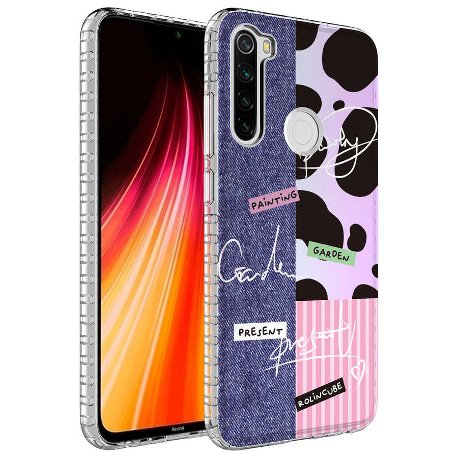 Xiaomi Redmi Note 8 Kılıf Airbag Kenarlı Renkli Desenli Silikon Zore Elegans Kapak