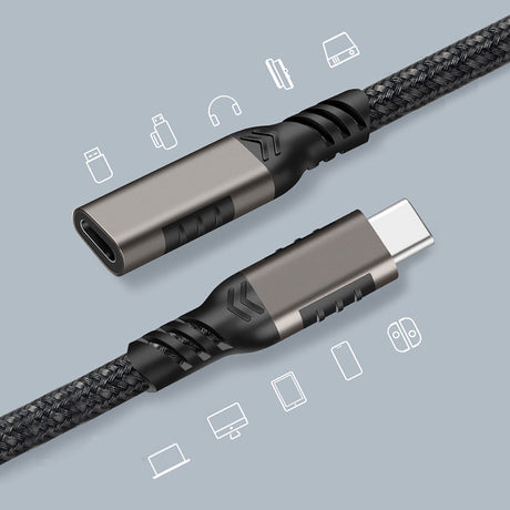 Zore Extension USB3.2 Type-C PD Uzatma Kablosu 100W 20Gbps 4K@60Hz 2 Metre