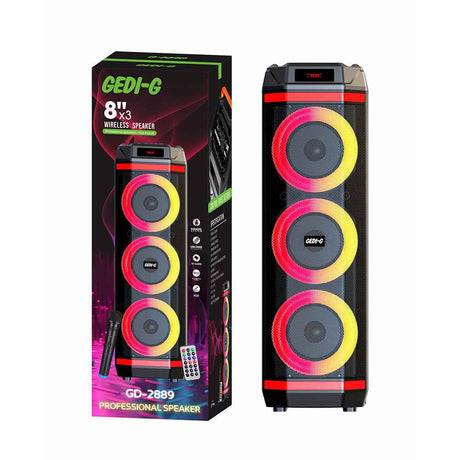 Zore GD-2889 Dijital LED Göstergeli Mikrofonlu RGB Üçlü 8 inç Stereo Bass Kablosuz Karaoke Hoparlör