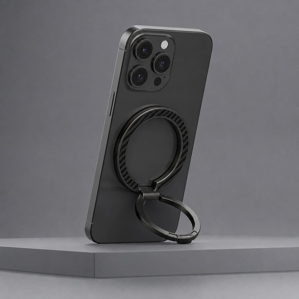Zore M162 Karbon Fiber Tasarımlı Magnetik Ring Standlı Telefon Tutucu