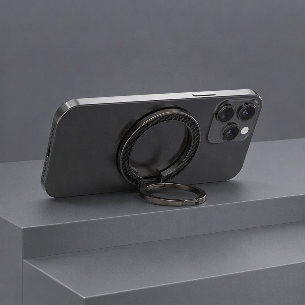 Zore M162 Karbon Fiber Tasarımlı Magnetik Ring Standlı Telefon Tutucu