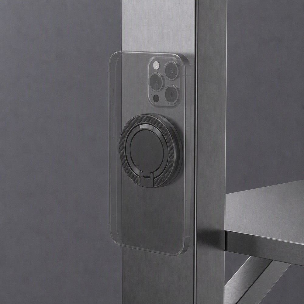 Zore M162 Karbon Fiber Tasarımlı Magnetik Ring Standlı Telefon Tutucu