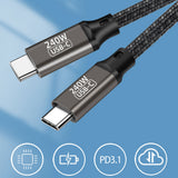 Zore QG02 Type-C to Type-C PD3.1 Data Kablosu 240W 480Mbps 2 Metre
