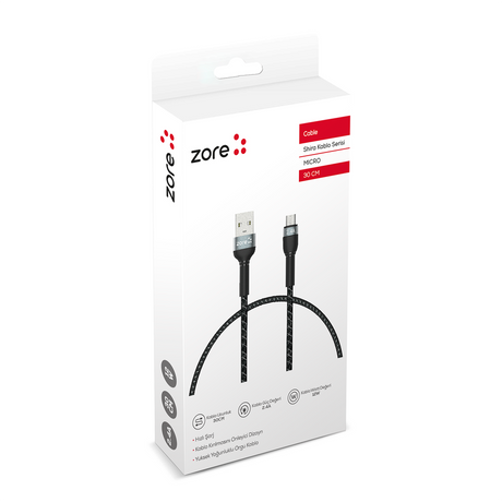 Zore Shira Serisi Micro USB Kablo 30cm